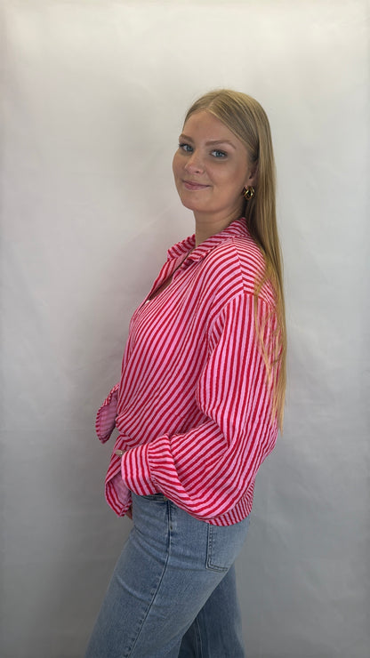 Musselinbluse Gina - rosa/rot