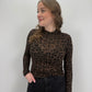 Cashmere Longsleeve Leoprint mit Kragen - braun