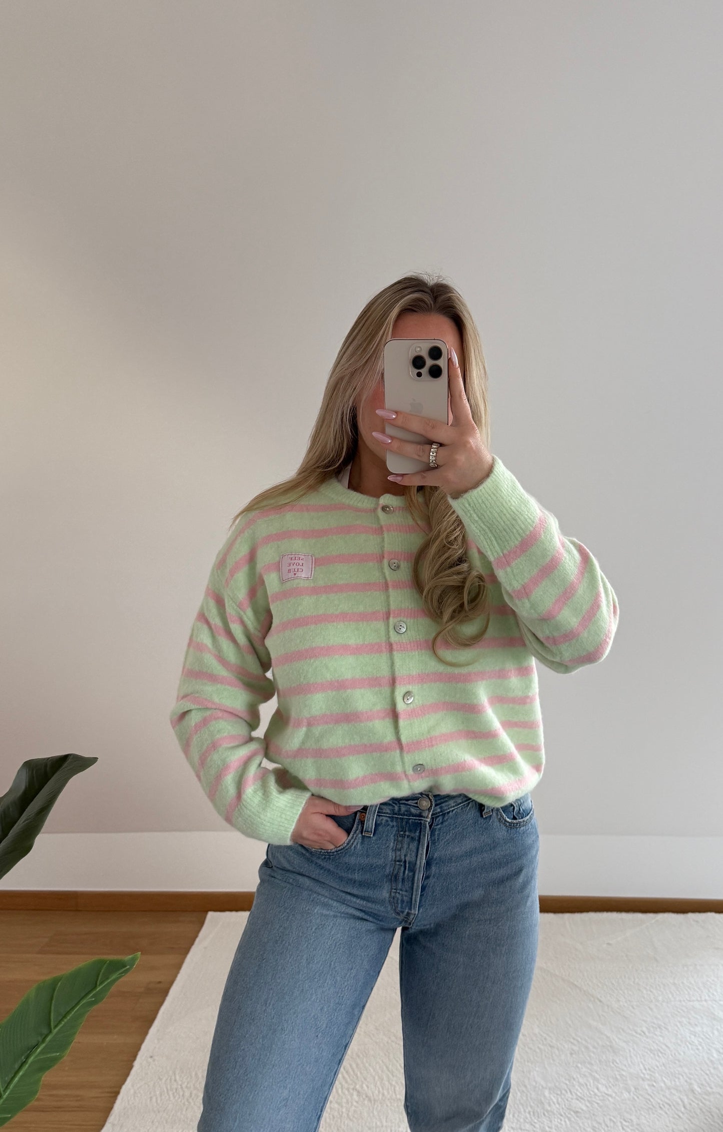 Cardigan Self Love - mint/rosa