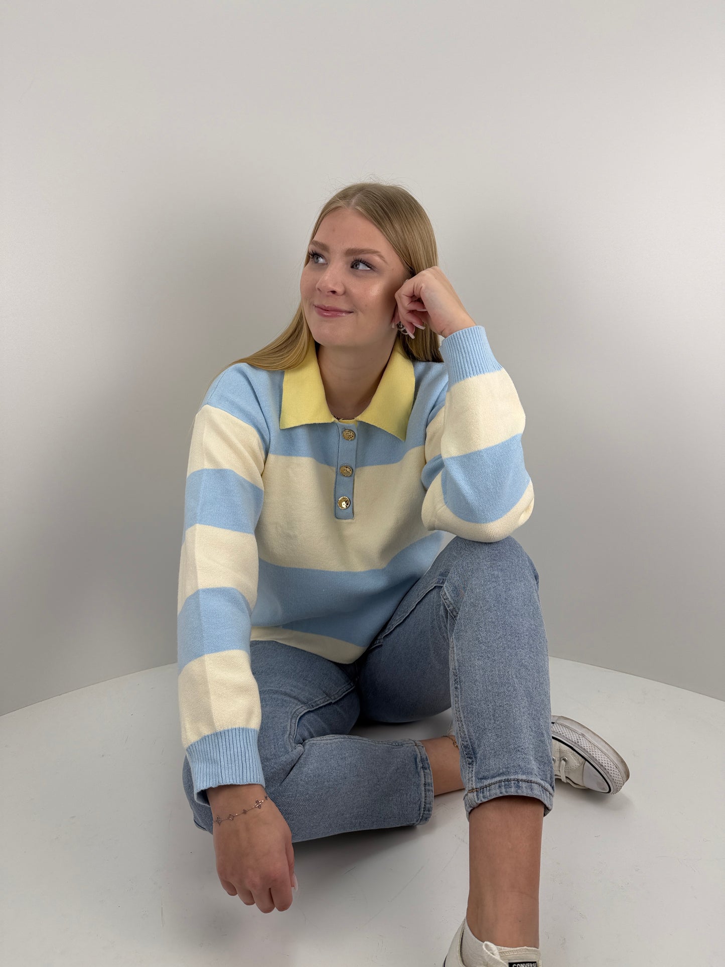 Langarm Poloshirt Anni - blau