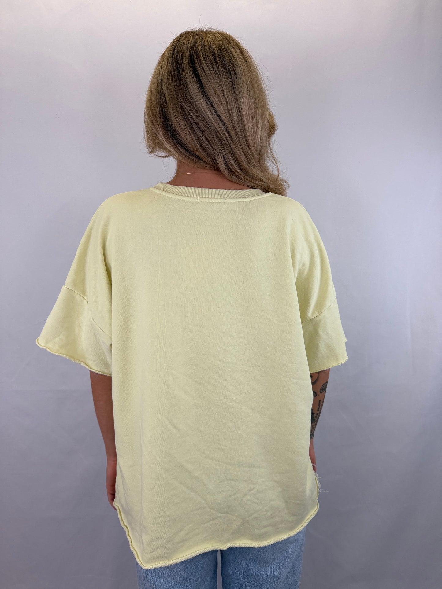Oversize T-Shirt Smiley - gelb/neonpink