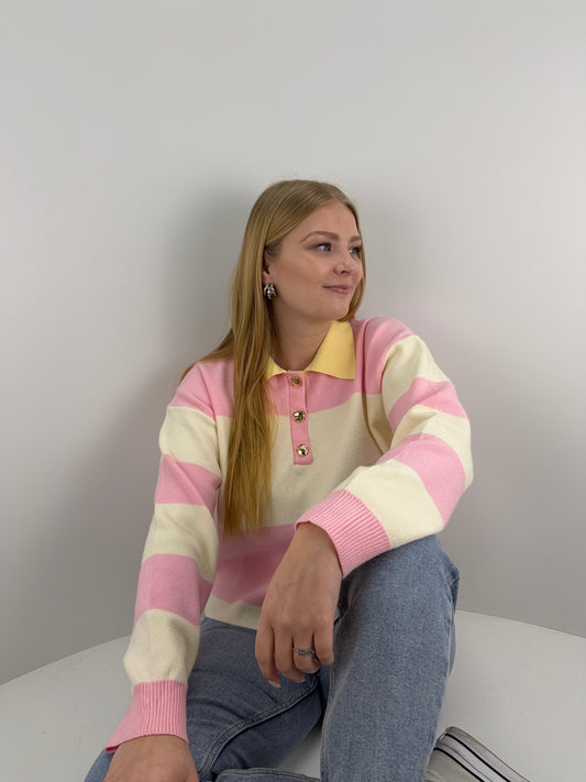 Langarm Poloshirt Anni - rosa