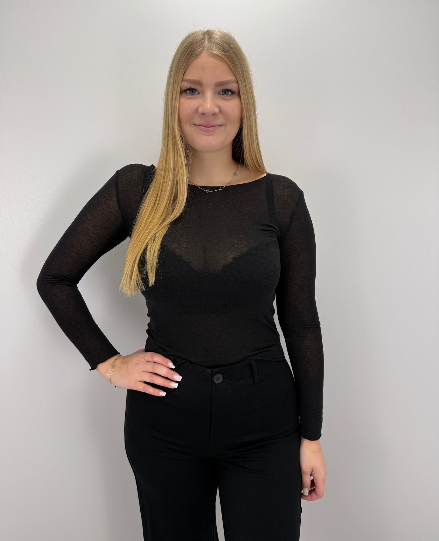 Cashmere Longsleeve Jana - schwarz