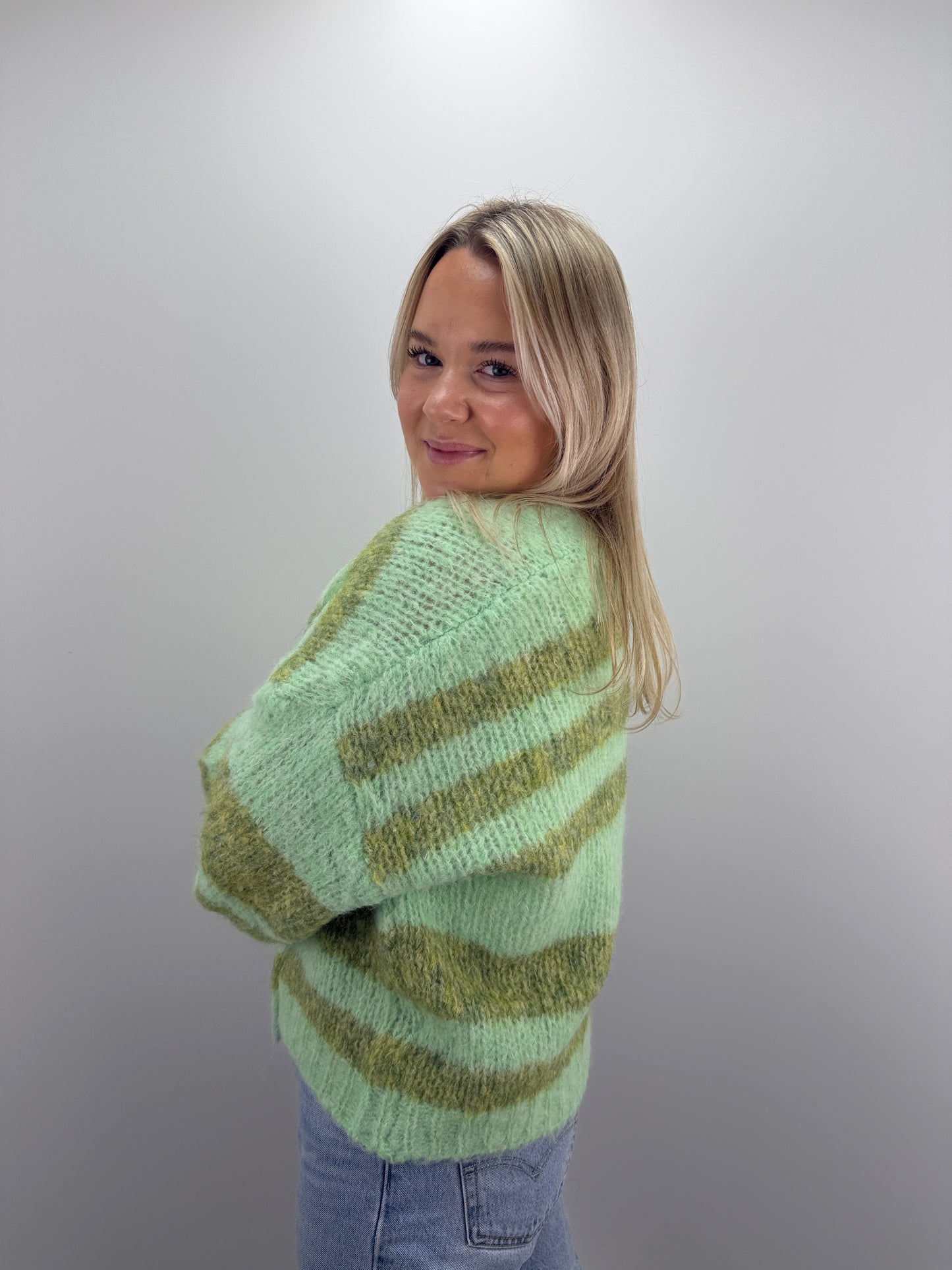 Gestreifter Cardigan May - grün