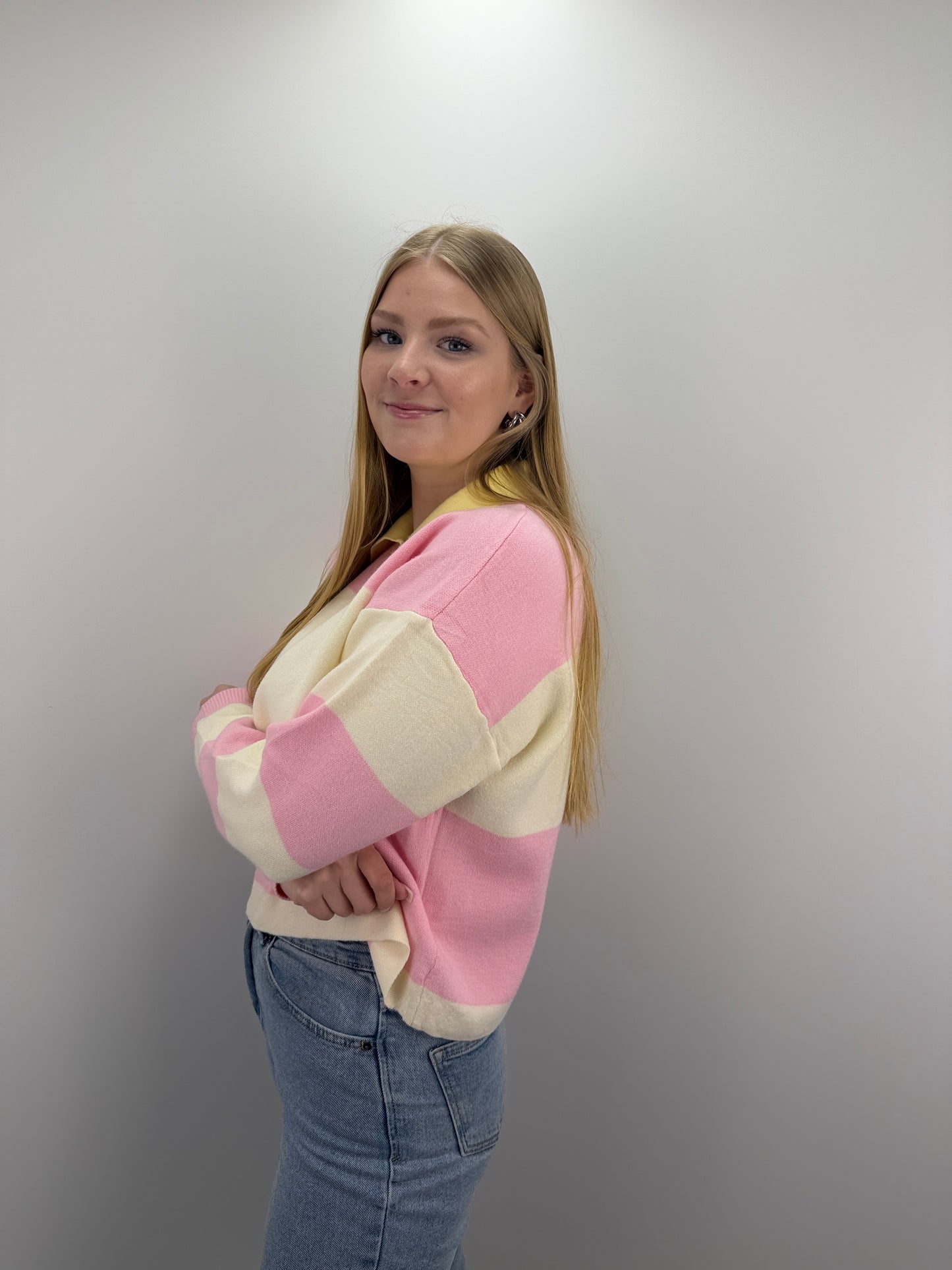 Langarm Poloshirt Anni - rosa