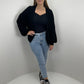 Basic Cardigan mit Ballonärmeln - schwarz