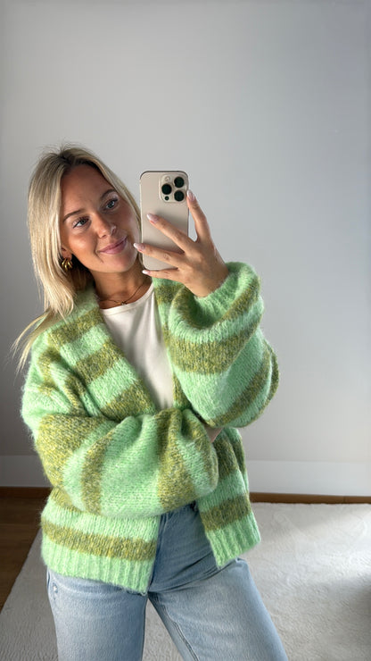 Gestreifter Cardigan May - grün