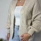 Basic Cardigan mit Ballonärmeln - beige