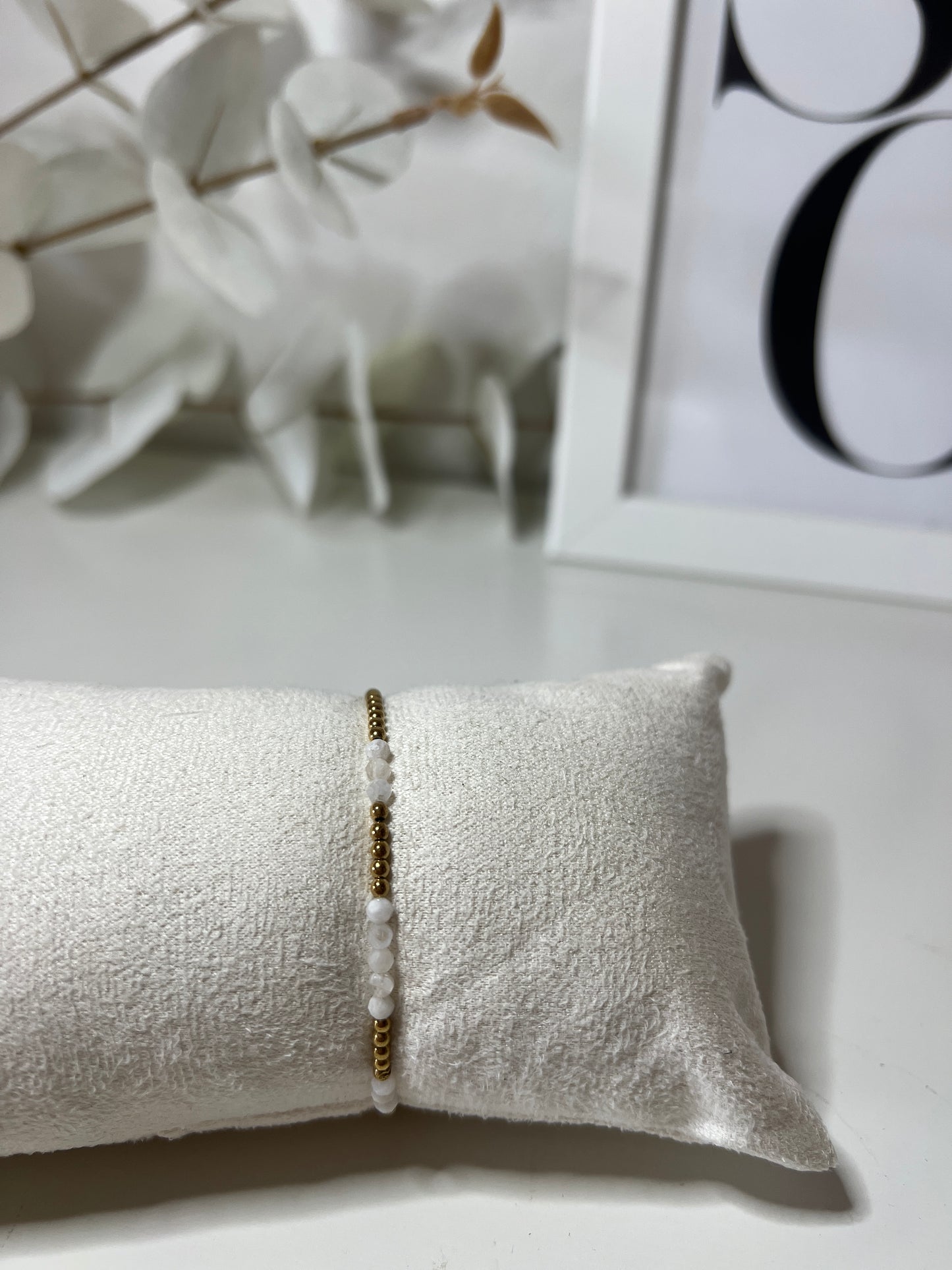 Armband - Golden Pearl White