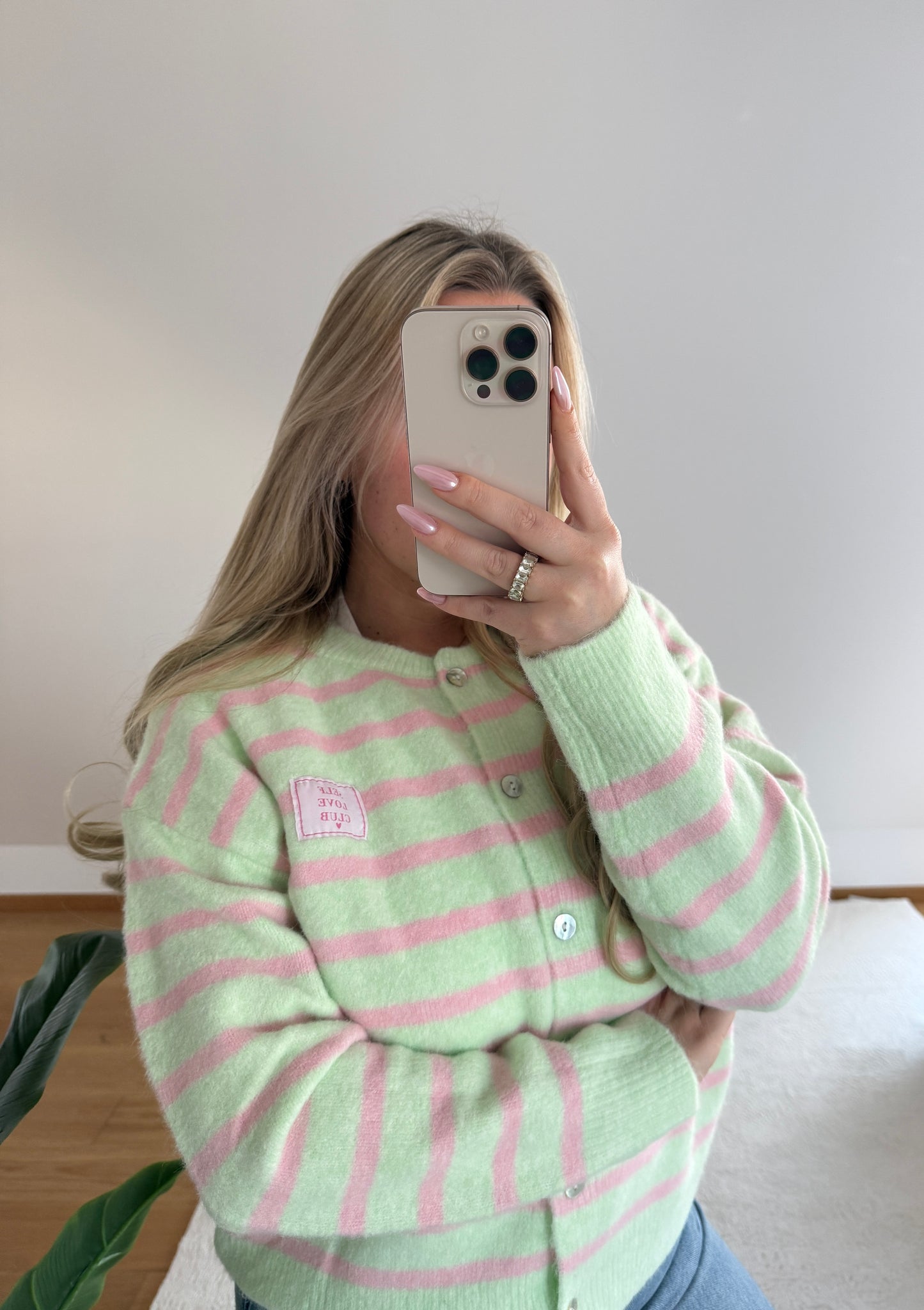 Cardigan Self Love - mint/rosa