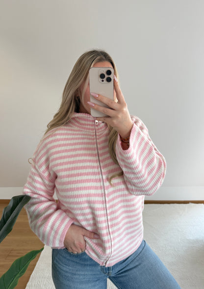 Strickjacke Nova - rosa/weiß
