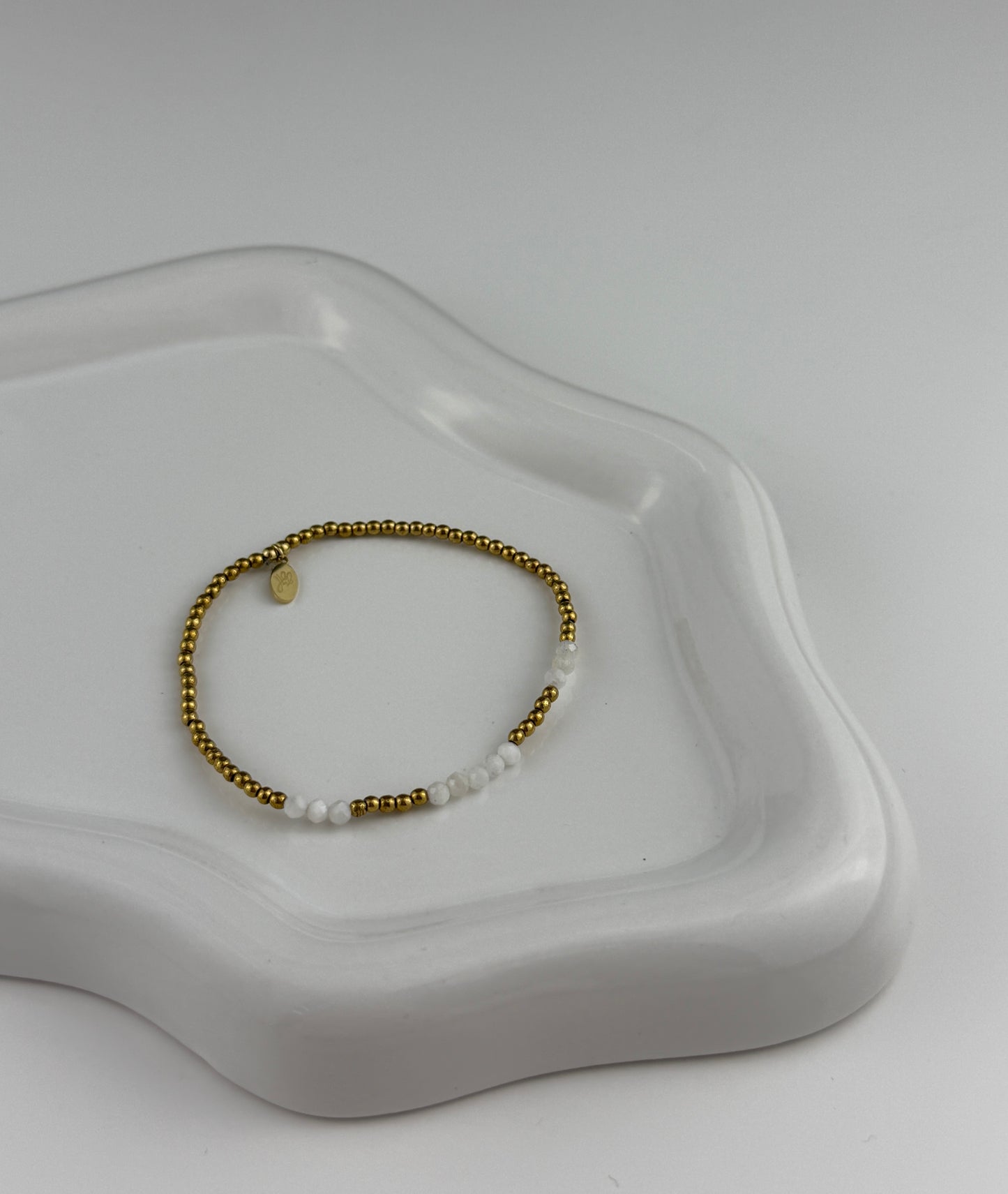 Armband - Golden Pearl White