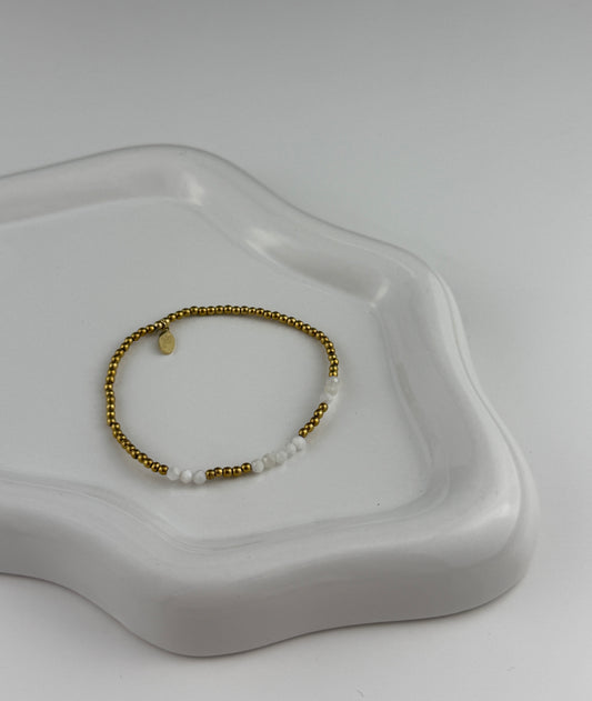 Armband - Golden Pearl White