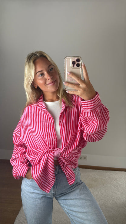 Musselinbluse Gina - rosa/rot