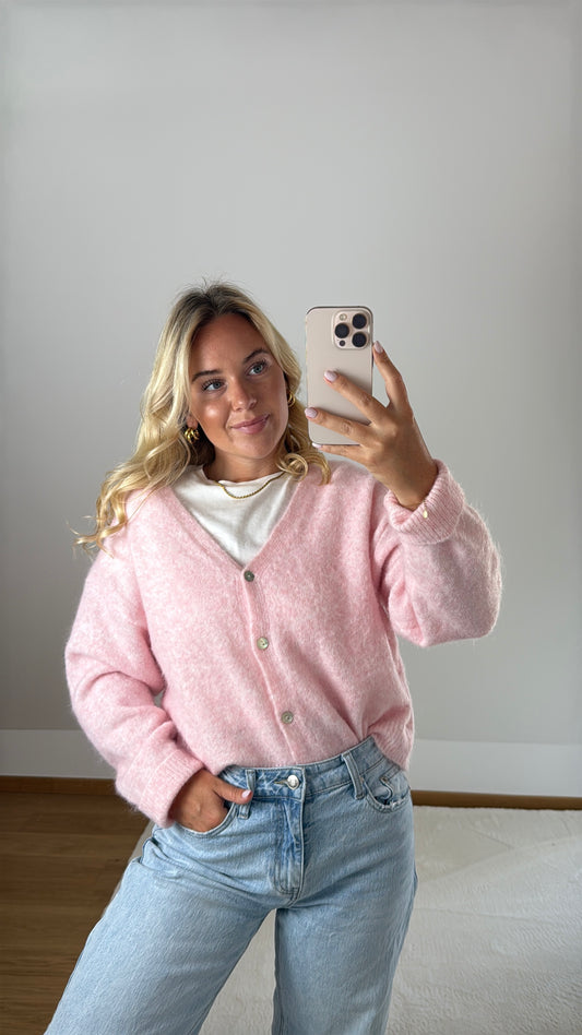 Cardigan mit V-Ausschnitt Blair - hellrosa