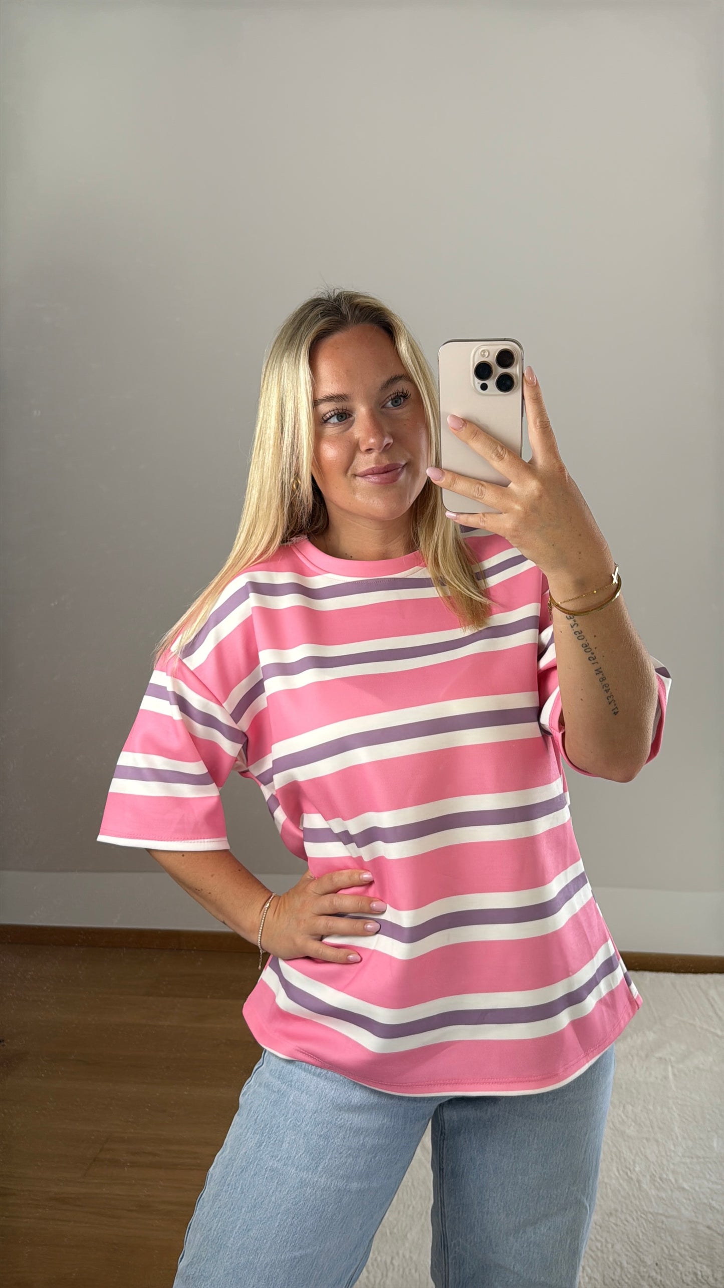 T-Shirt mit Streifen Lexi - rosa/flieder/weiß