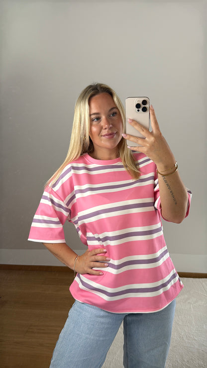 T-Shirt mit Streifen Lexi - rosa/flieder/weiß