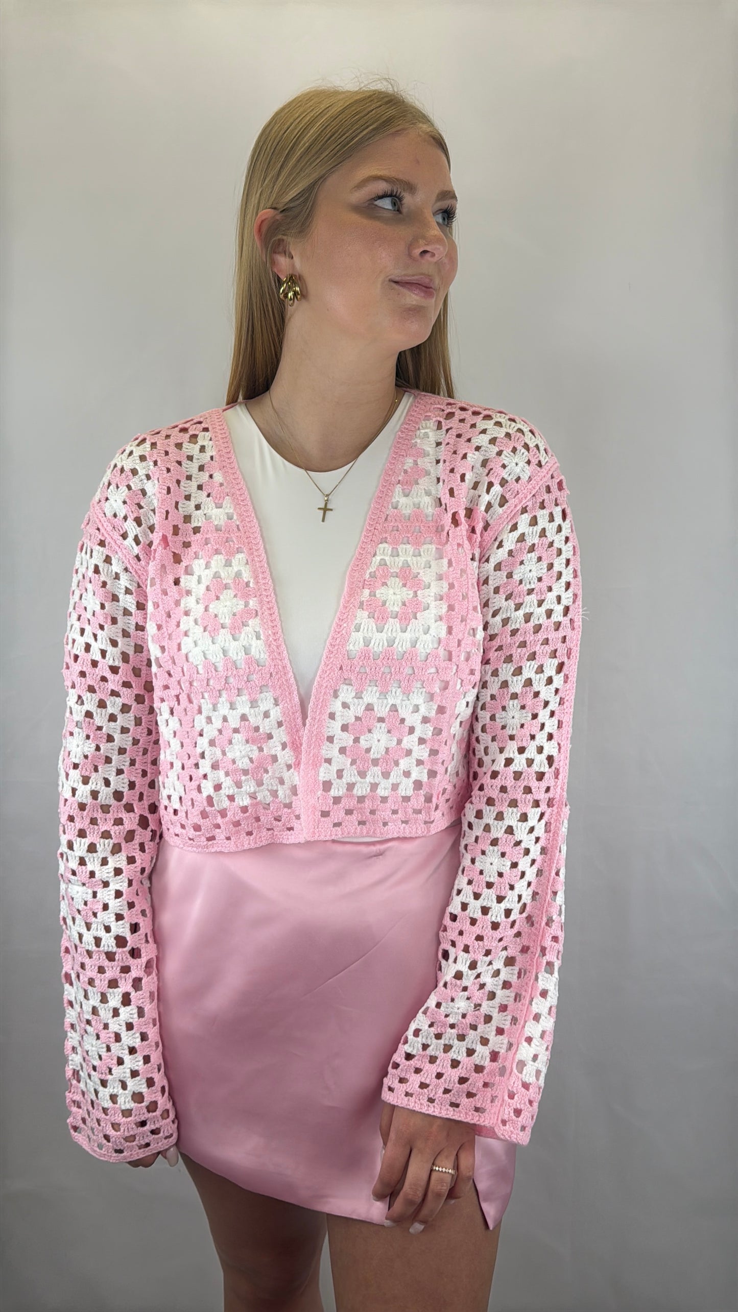 Cardigan gehäkelt Kaya - rosa