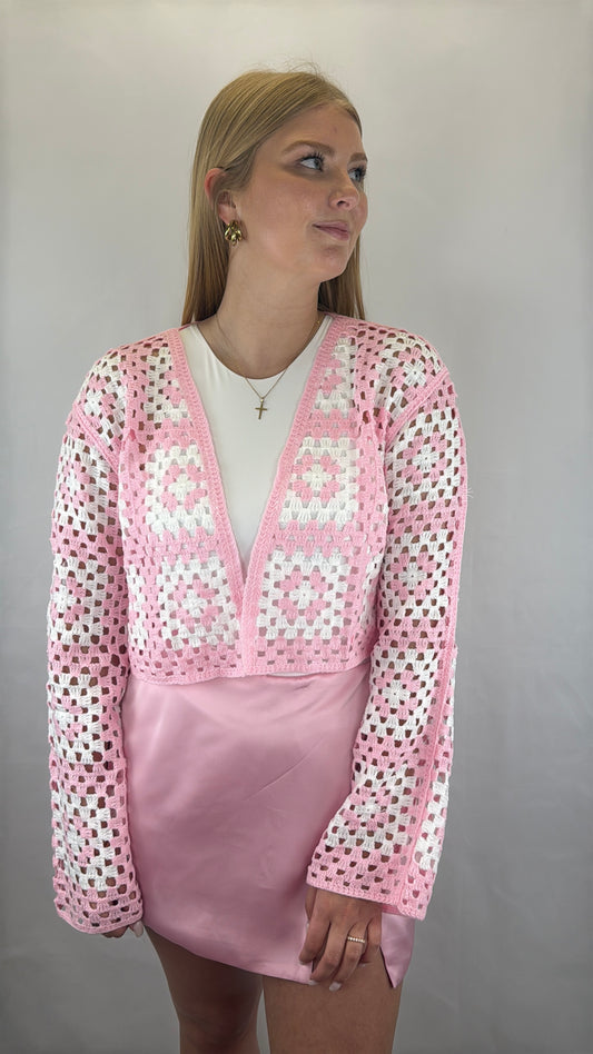 Cardigan gehäkelt Kaya - rosa
