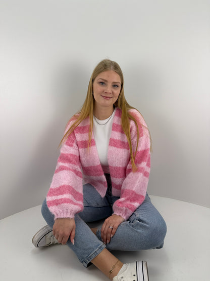 Gestreifter Cardigan May - rosa