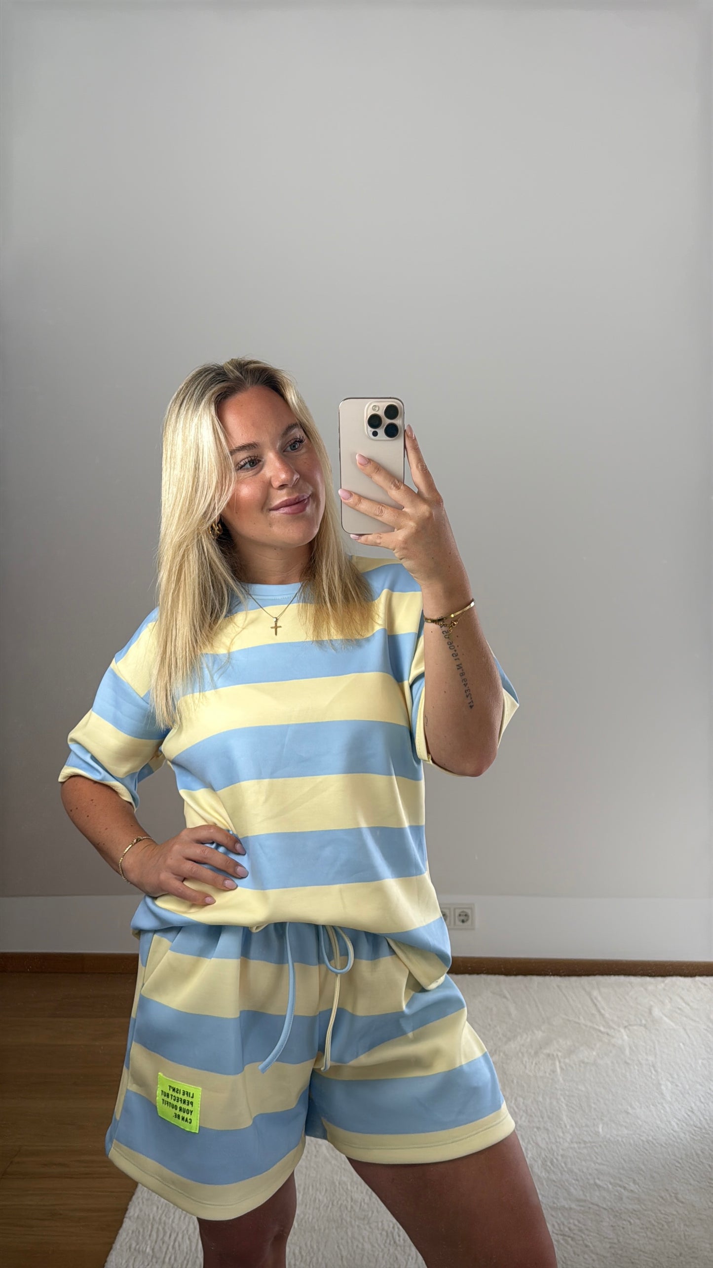 Set mit Streifen Emmi - hellblau/gelb