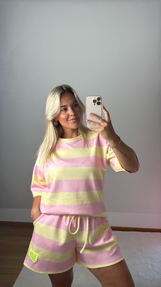 Set mit Streifen Emmi - rosa/gelb