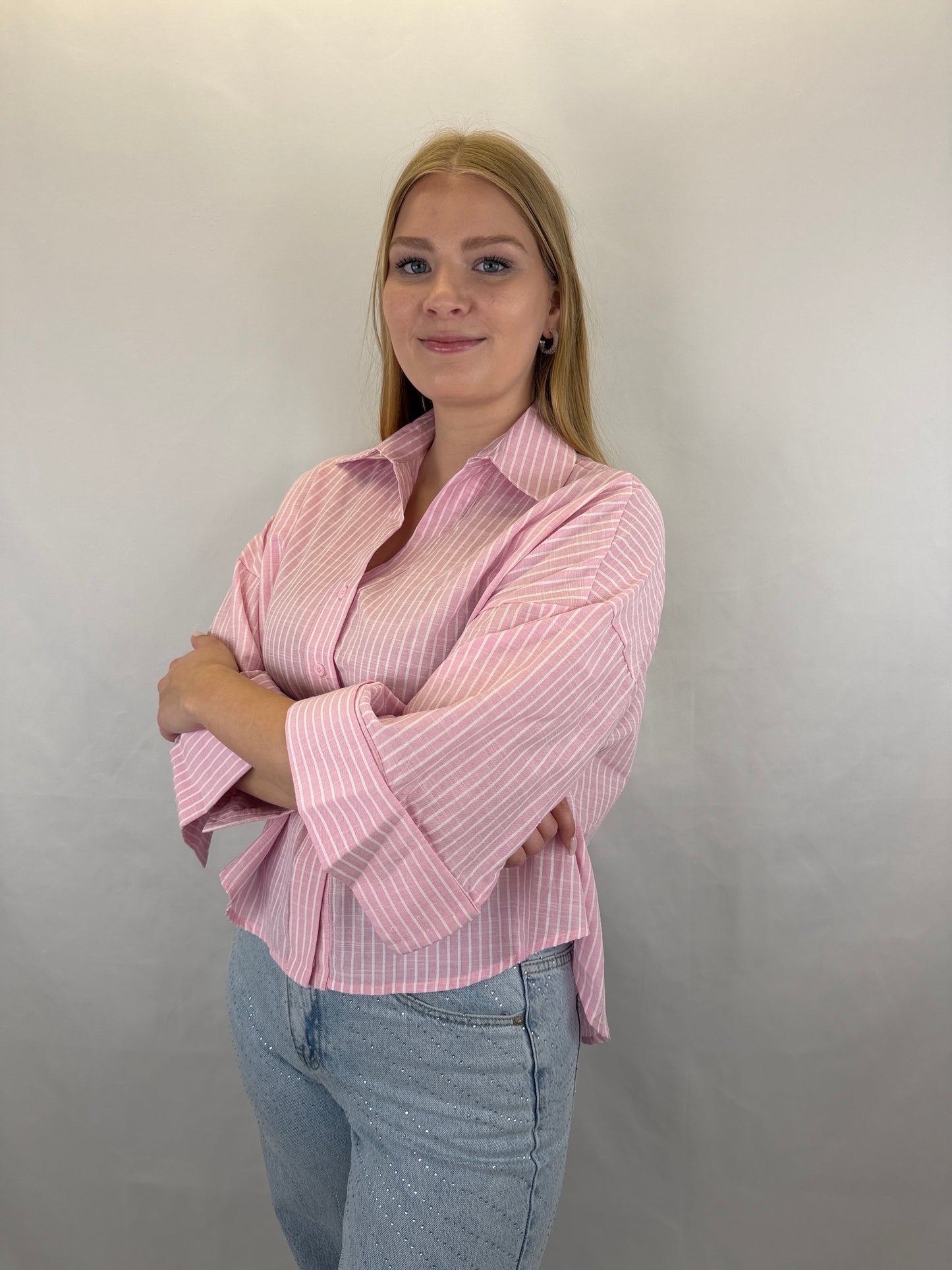 Bluse Daisy gestreift - rosa/weiß