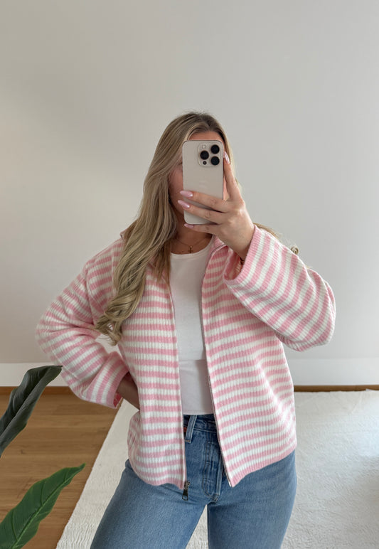 Strickjacke Nova - rosa/weiß