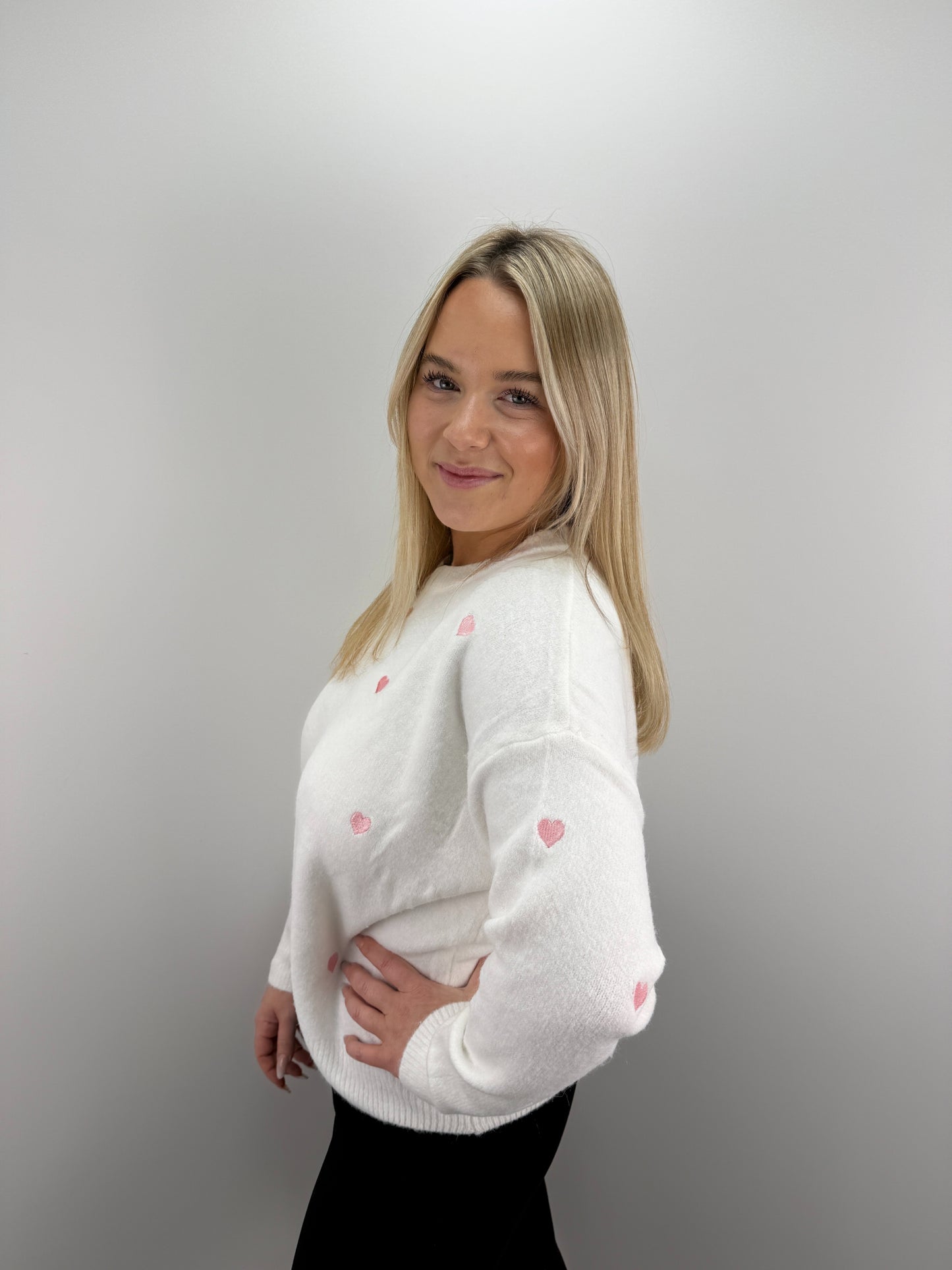 Pullover Hearts - weiß/rosa