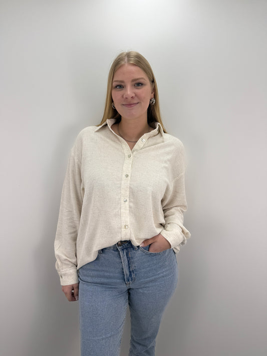 Lange Leinenbluse Stella - beige