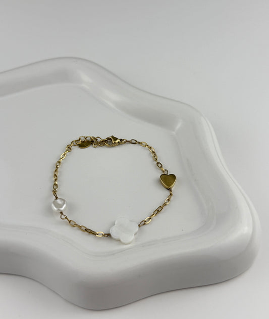 Armband - Love, Luck & Pearl gold