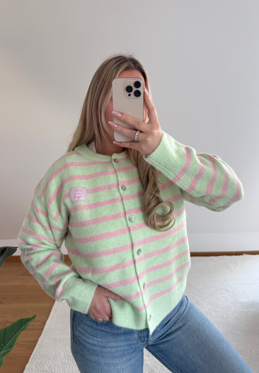 Cardigan Self Love - mint/rosa