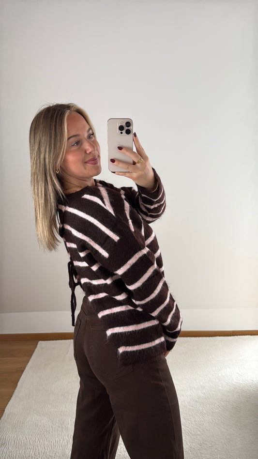 Strickpullover Stripes mit Schleife