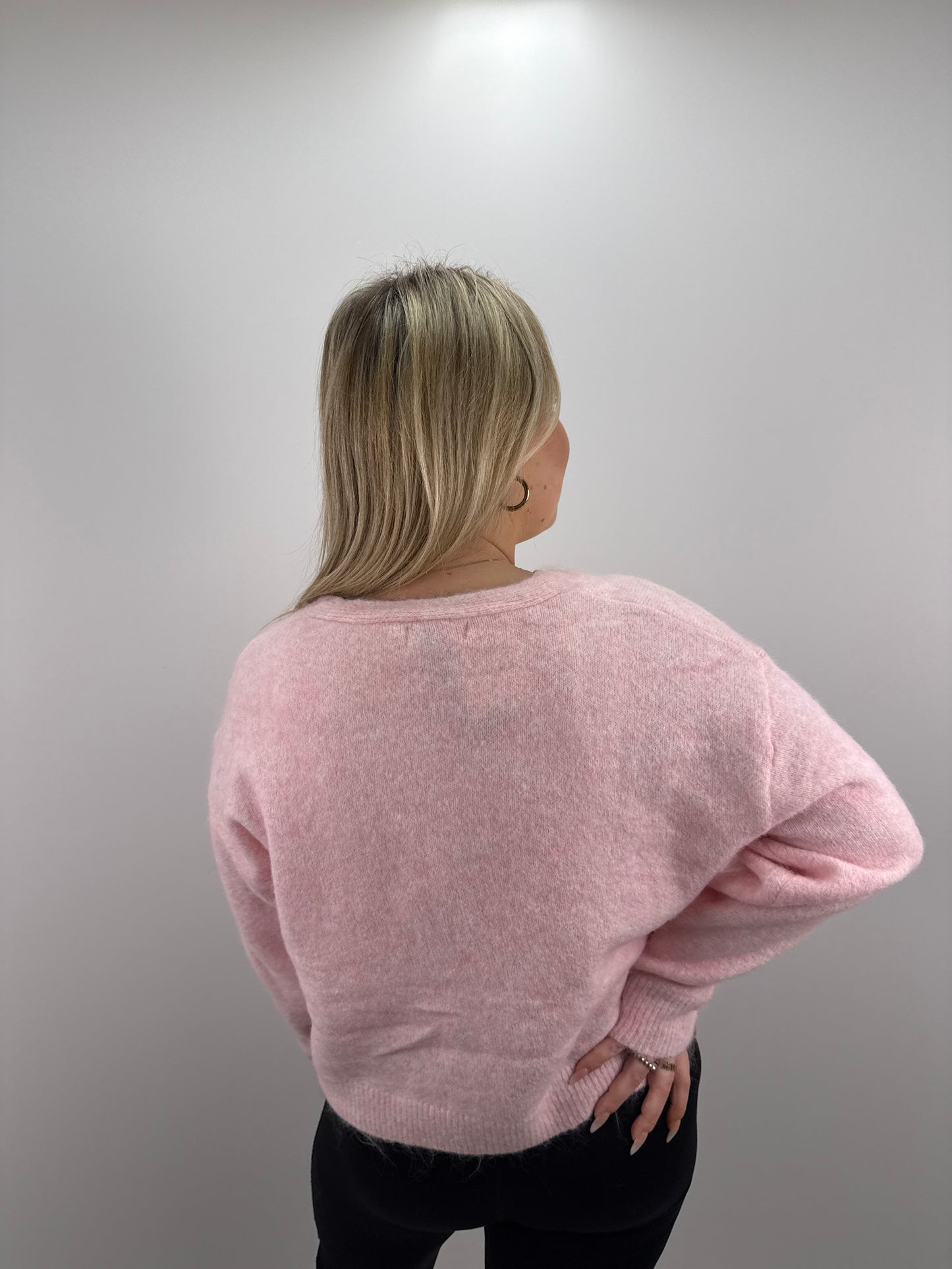 Cardigan mit V-Ausschnitt Blair - hellrosa