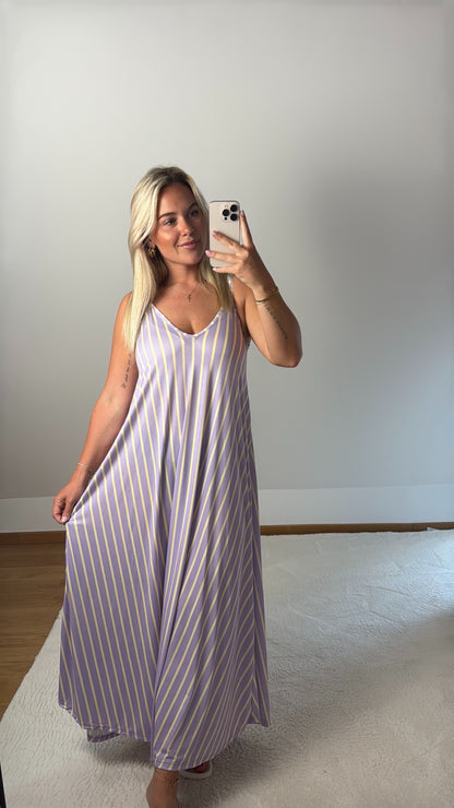 Langes Kleid Sina - flieder/gelb