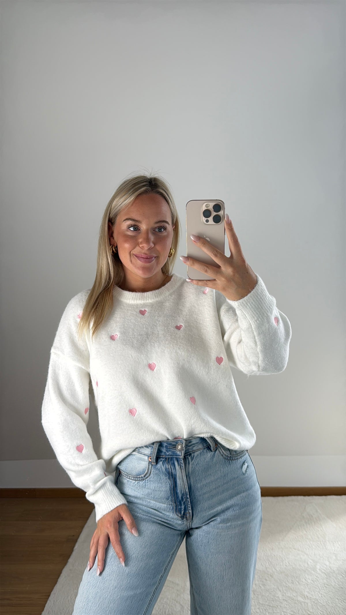 Pullover Hearts - weiß/rosa