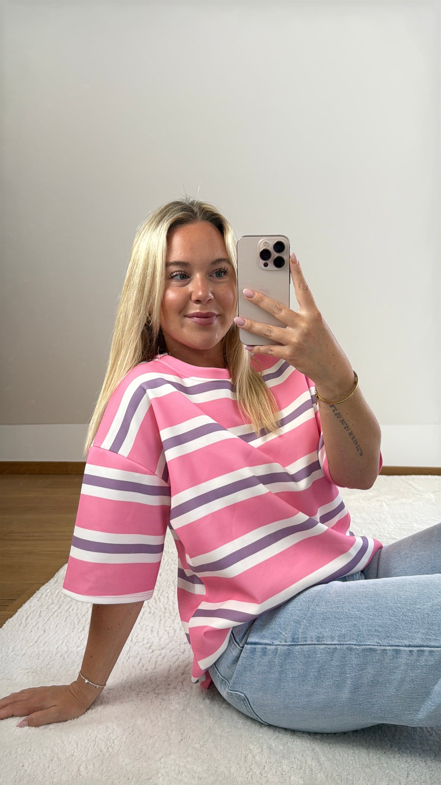 T-Shirt mit Streifen Lexi - rosa/flieder/weiß