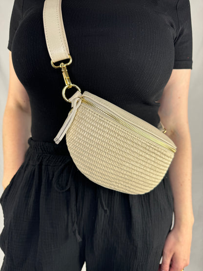 Banana Bag Summer - Echtleder hellbeige/gold