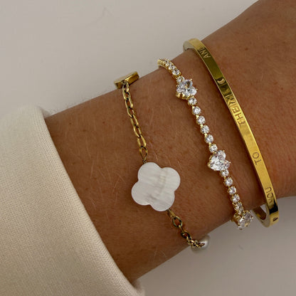 Armband - Love, Luck & Pearl gold