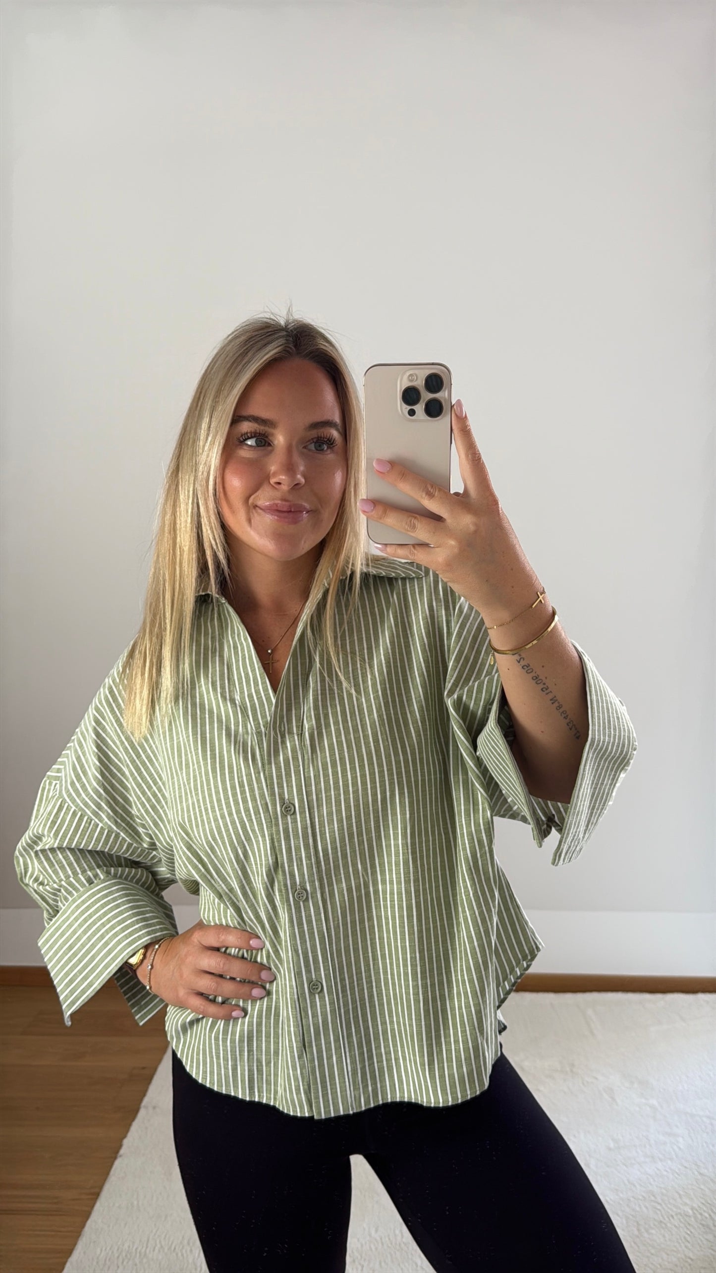 Bluse Daisy gestreift - khaki/weiß