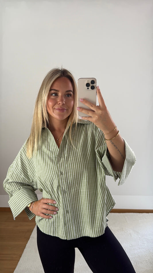 Bluse Daisy gestreift - khaki/weiß