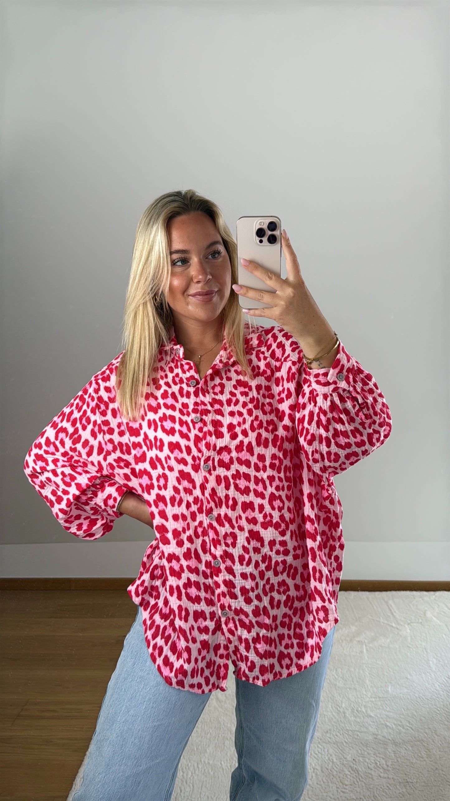 Musselinbluse Mila - rosa/rot