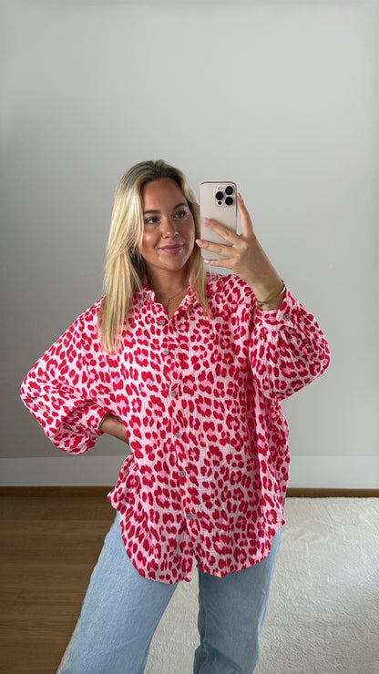 Musselinbluse Mila - rosa/rot