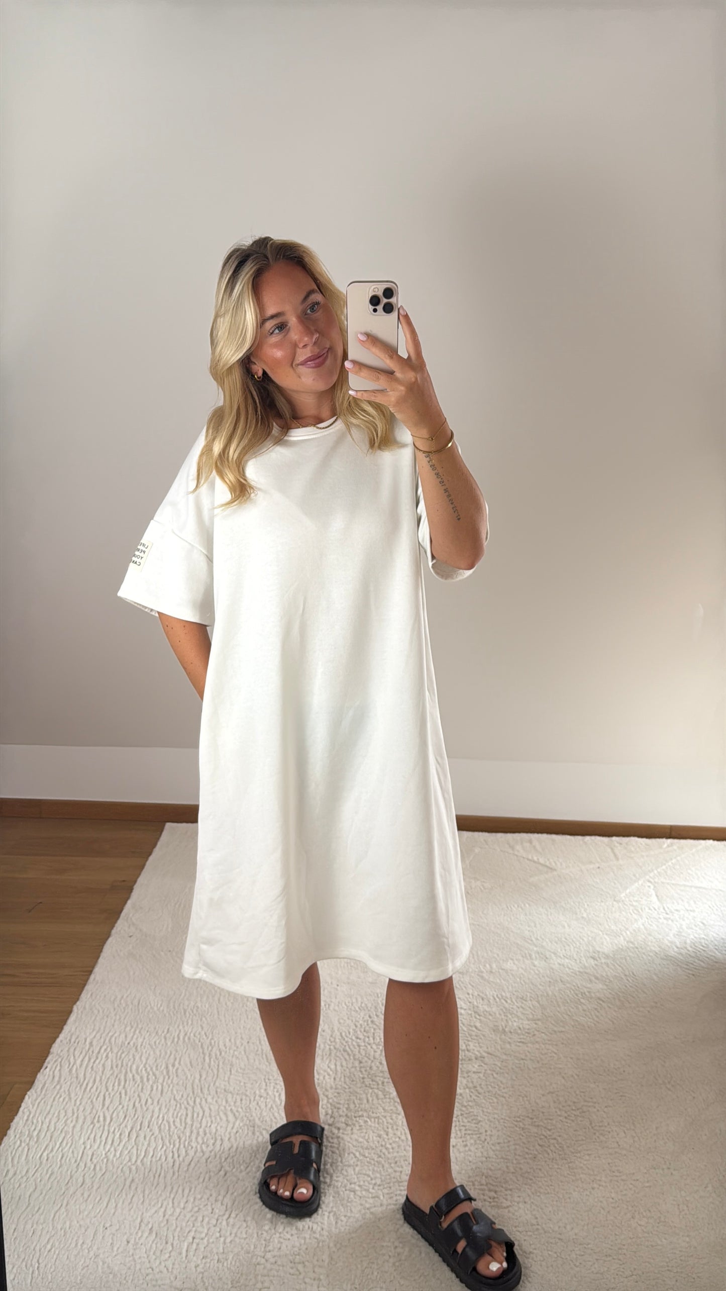 T-Shirt-Kleid Patch - weiß