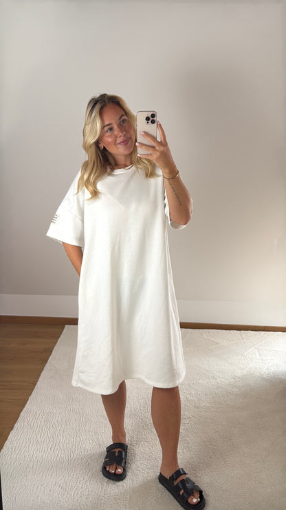 T-Shirt-Kleid Patch - weiß