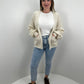 Basic Cardigan mit Ballonärmeln - beige
