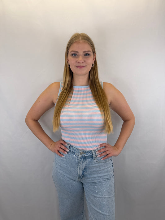 Top Leni - hellblau/rosa