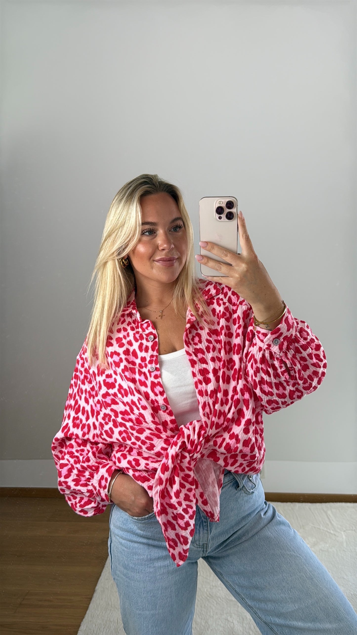 Musselinbluse Mila - rosa/rot