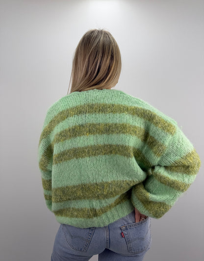 Gestreifter Cardigan May - grün