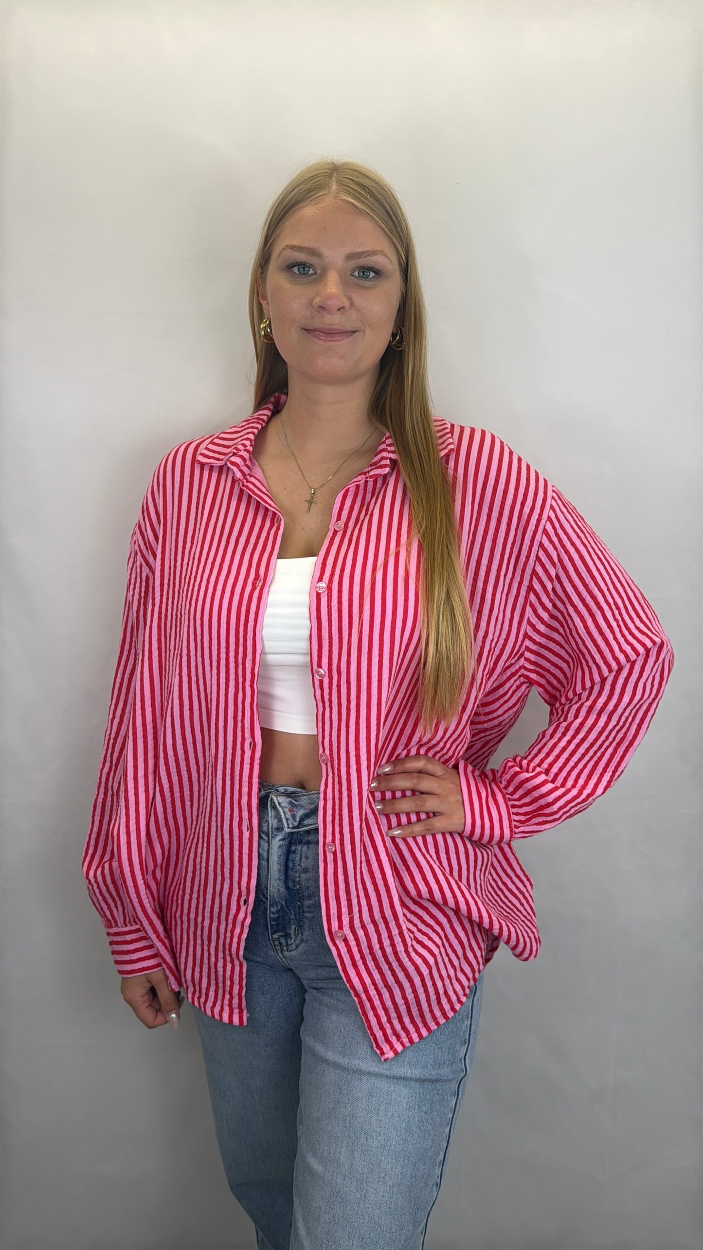 Musselinbluse Gina - rosa/rot